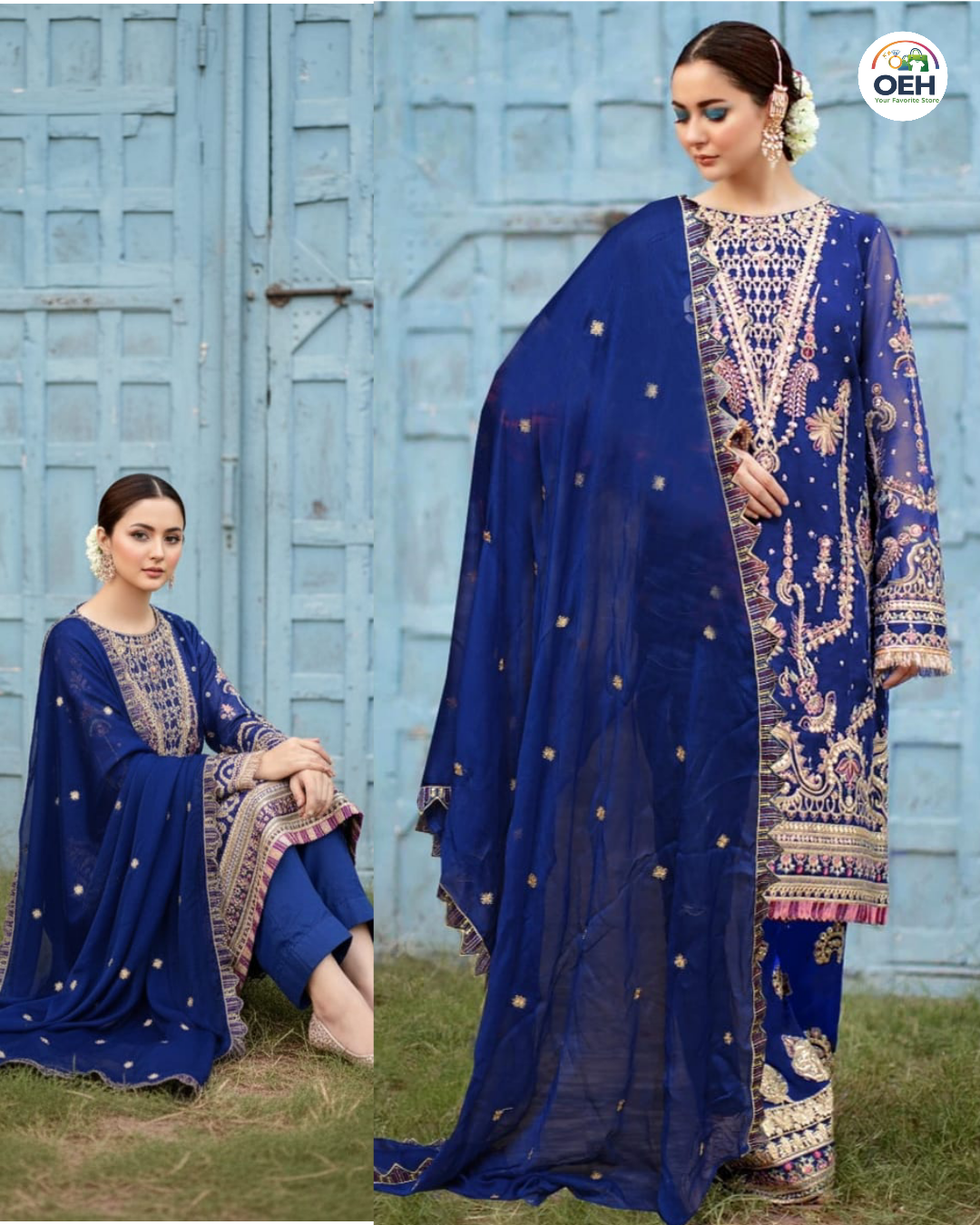 Premium Embroidered Lawn 3PC Eid Collection Suit – Lawn 90/70 Quality