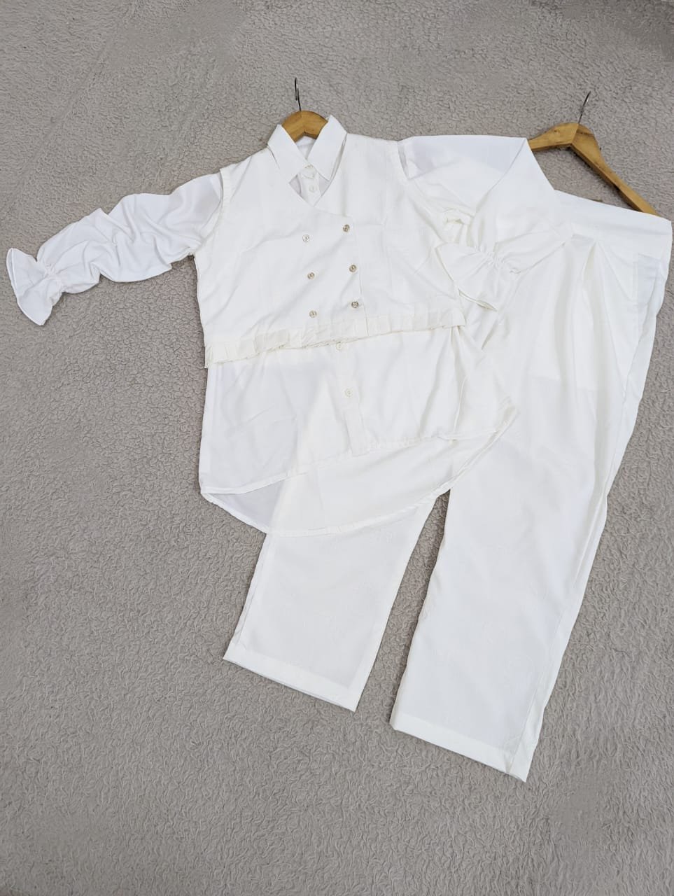 Elegant Ladies Western 3-Piece Outfit – White Shirt with  Waistcoat &amp;amp; Trouser