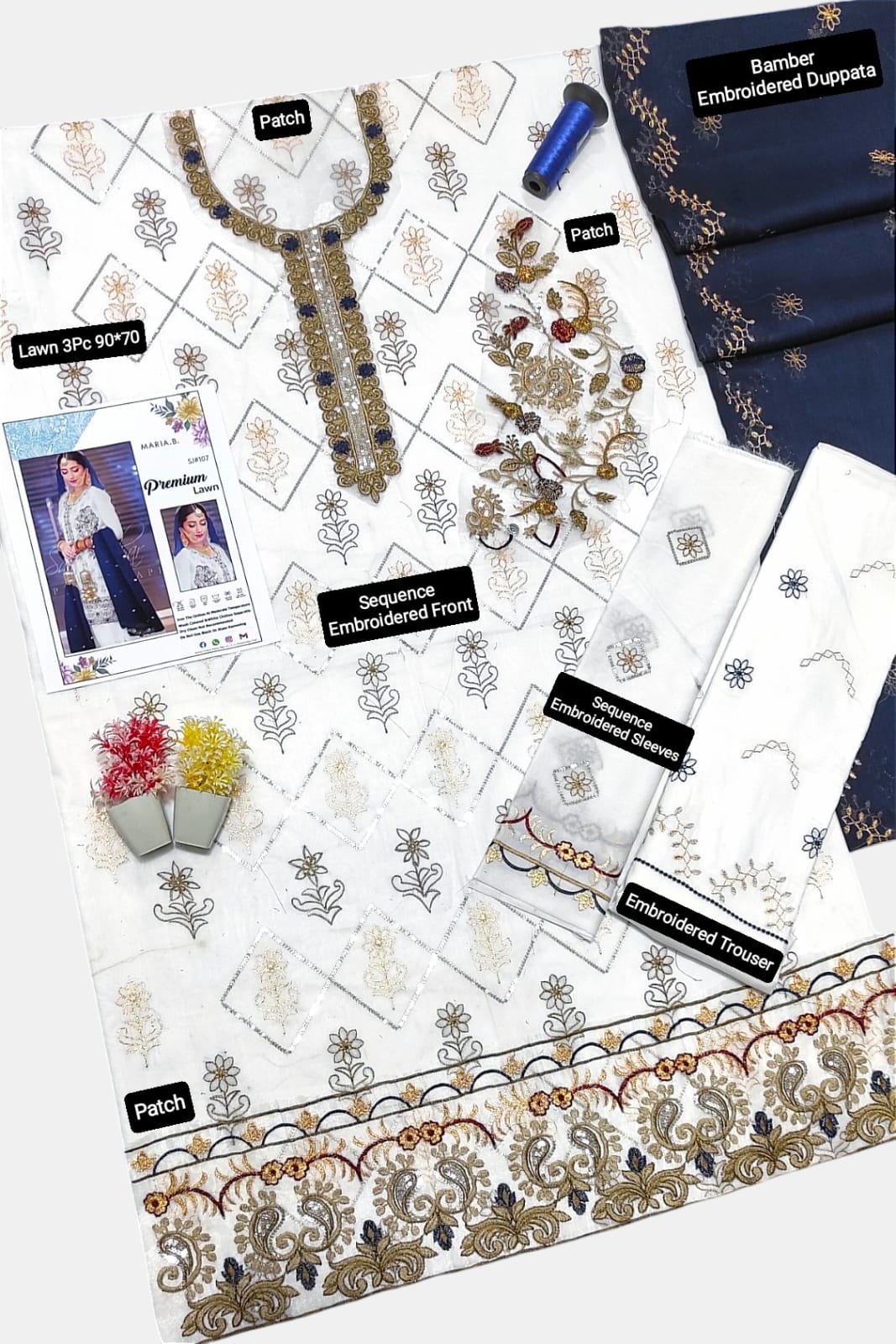 Lawn Chikenkari Embroidered Suit